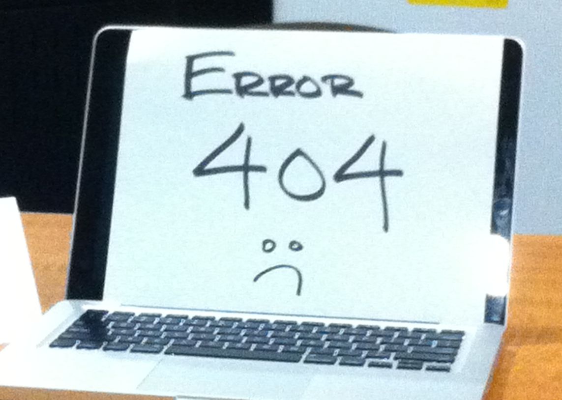 404 error screen.